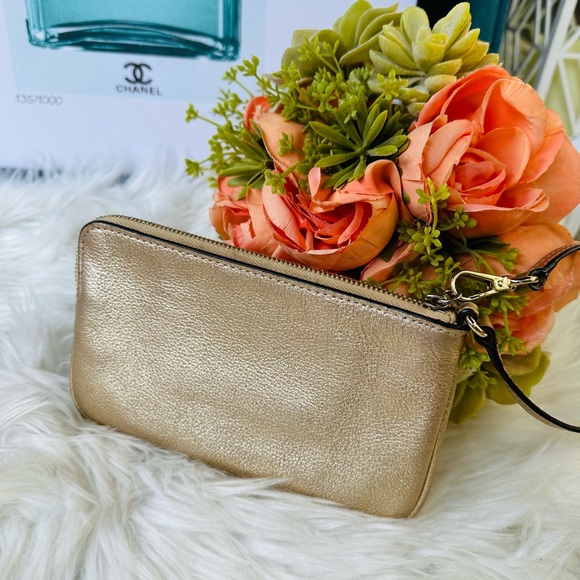 Michael Kors Gold Metallic Leather Wristlet - Picture 3 of 7